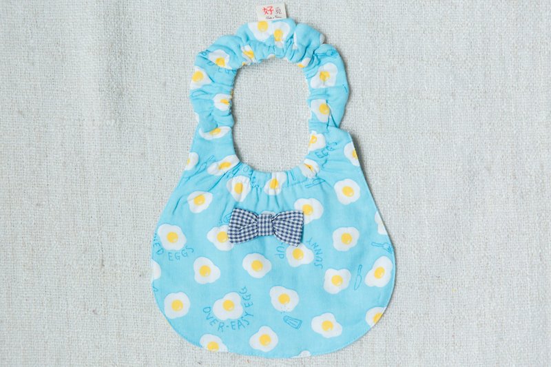 (Spring Special) Good looking double-sided hand-made bib - Good morning morning poached egg (blue - bow tie) - Bibs - Cotton & Hemp Blue