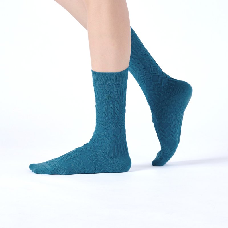 Forest Night/ Teal(F)-MIT Design Tube Socks - Socks - Cotton & Hemp Green