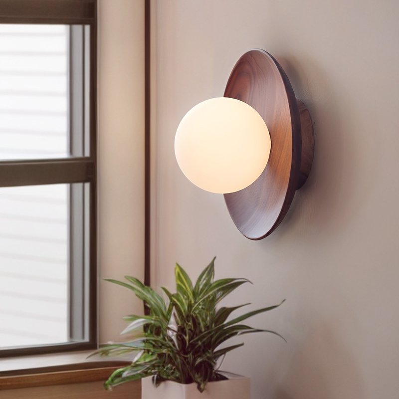 大正復古洋風 黑胡桃木壁燈 原木 手作 色溫三段切換 414LW - 燈具/燈飾 - 木頭 咖啡色