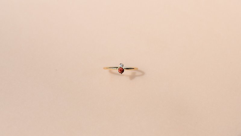 Garnet Series - 2 Stones Ring 2 - แหวนทั่วไป - เครื่องเพชรพลอย สีทอง