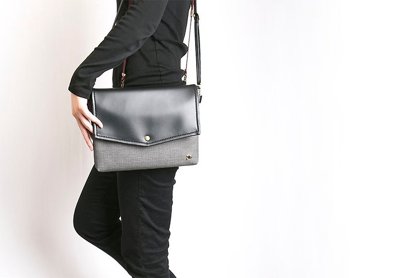 Taiwan Original/CLM Vegan Leather/Envelope Bag Set_Smoky Gray Black - Other - Waterproof Material Black