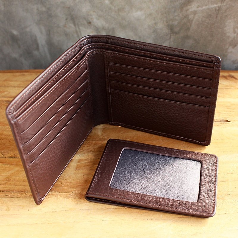 Leather Wallet - Bifold Plus - Brown (Genuine Cow Leather) / Small Wallet - 長短皮夾/錢包 - 真皮 咖啡色