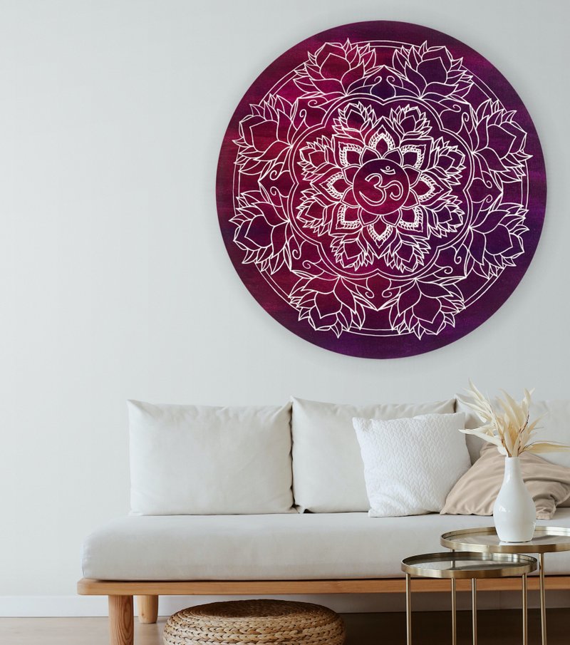 Spiritual painting Mandala Om Sahasrara chakra Sacred geometry Meditation art - 壁貼/牆壁裝飾 - 壓克力 紫色