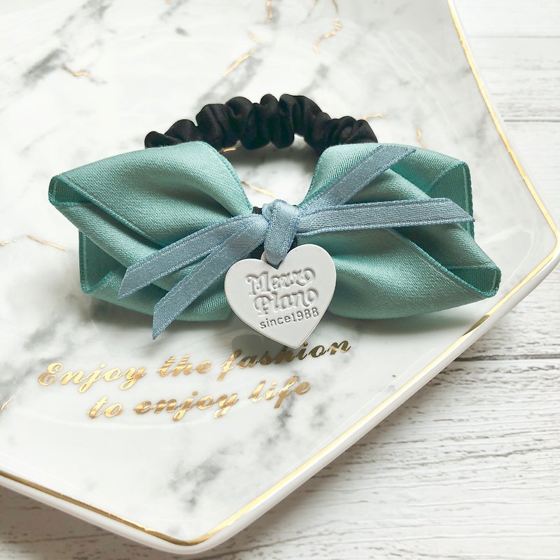 Elegant bow thin version of the large intestine ring - Hair Accessories - Other Materials Green