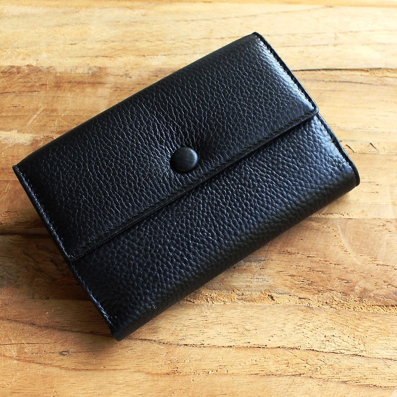 Leather Wallet - Melody - Black (Genuine Cow Leather) / Small Wallet  - 銀包 - 真皮 黑色