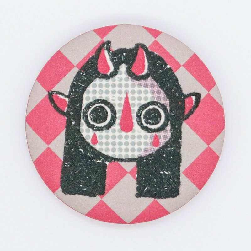 Female Devil Face Badge - เข็มกลัด/พิน - โลหะ สึชมพู