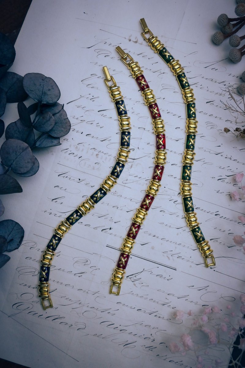 Joan Rivers 三色琺瑯手鍊套組—美國古董首飾 Vintage Jewelry - 手鍊/手環 - 琺瑯 