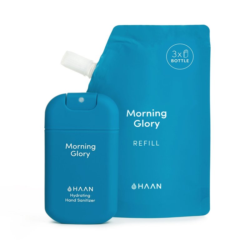 HAAN Pocket + Refill / Morning Glory - ผลิตภัณฑ์ล้างมือ - สารสกัดไม้ก๊อก สีน้ำเงิน