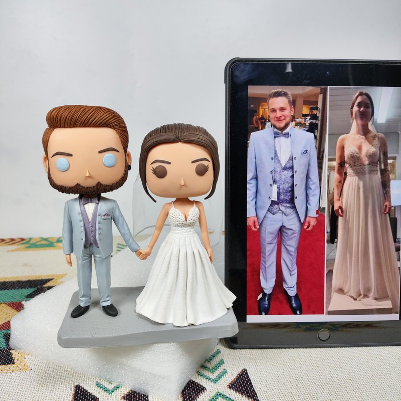 客製化3D人像公仔 訂製手工Funko Pop情侶父母夫妻結婚週年禮物 - 公仔/玩偶 - 黏土 多色