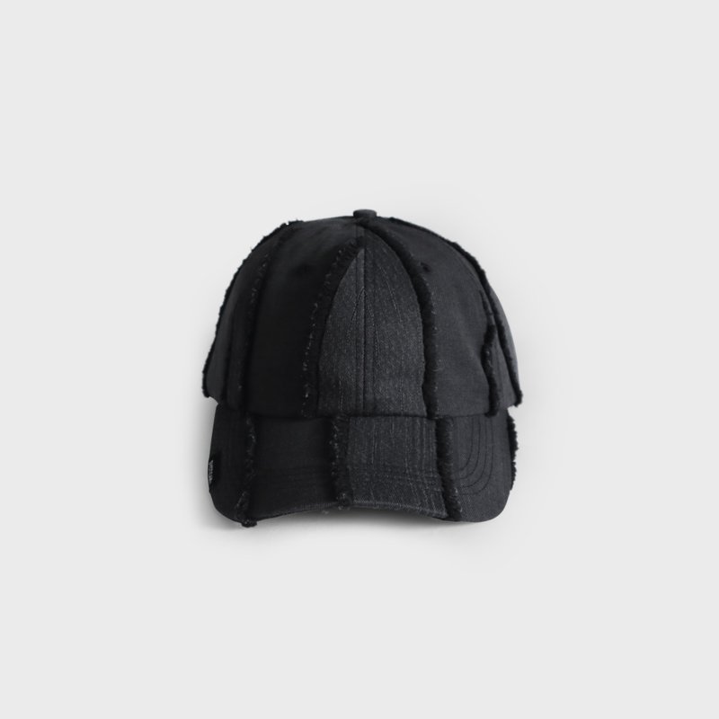 DYCTEAM - Denim Jacquard Cap (毛邊直紋黑) - 帽 - 其他材質 黑色