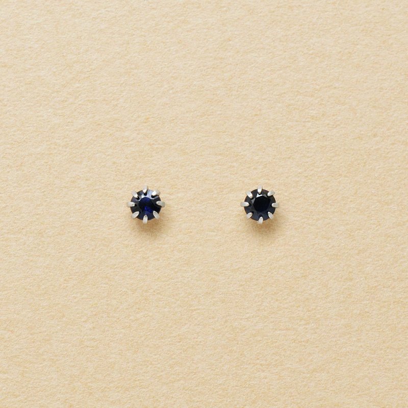 【Second Earrings】 鉑金藍寶石耳環 - 耳環/耳夾/耳骨夾 - 貴金屬 