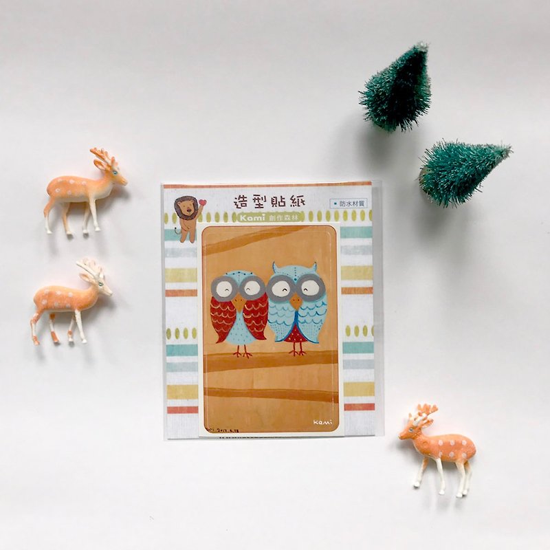 Youyou Card Waterproof Sticker∣ Couple Owl - Stickers - Paper Multicolor