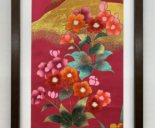 色打掛からつくるアートパネル vintage kimono 刺繍着物 和