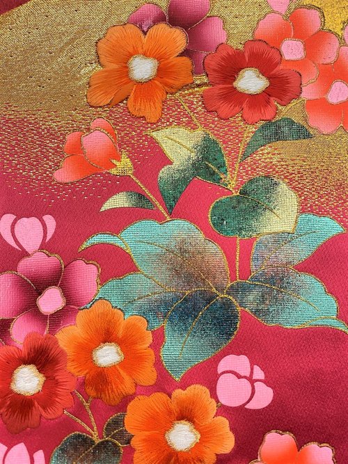 色打掛からつくるアートパネル vintage kimono 刺繍着物 和