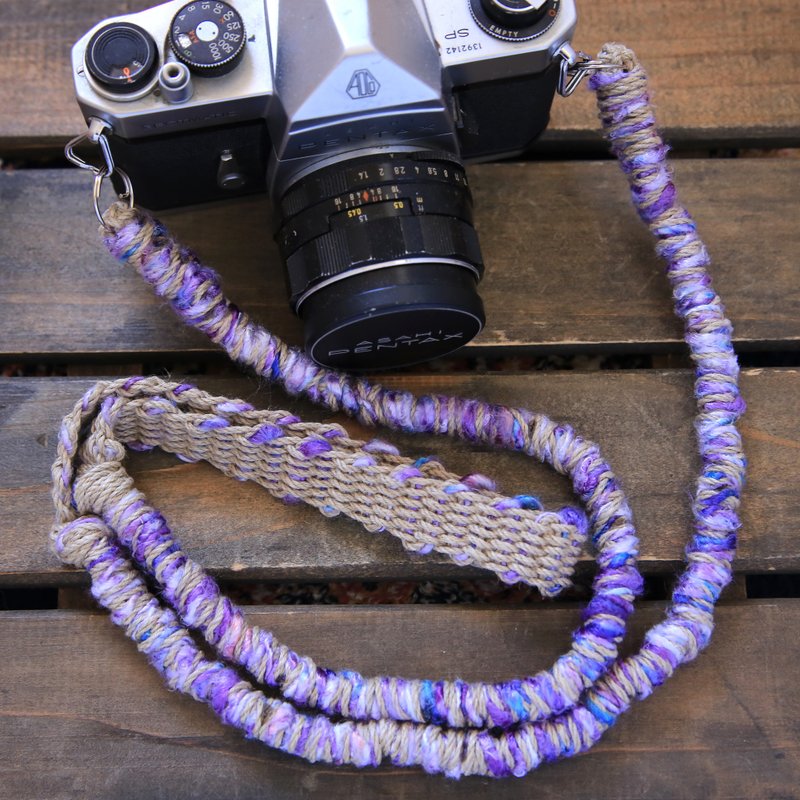 Limited quantity / Pure silk and Banana Nuyan hemp string Hemp camera strap / Double ring - อื่นๆ - ผ้าฝ้าย/ผ้าลินิน สีม่วง