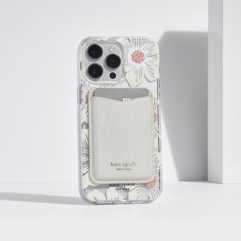 【kate spade】MagSafe 時尚卡套 閃亮白 - 手機配件 - 塑膠 白色