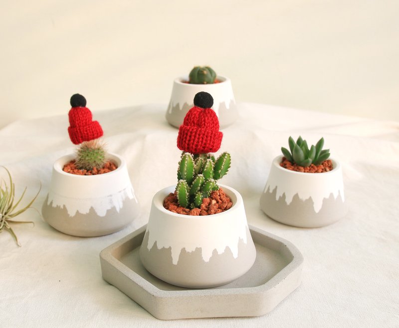 Gray White Mount Fuji Cement potted plants can be customized with English letters - Plants - Cement Gray