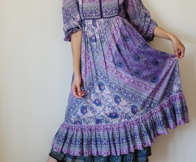 Vintage ne quittez pas dress Indian stamped dress - Shop 