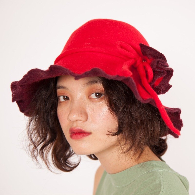 柯人オリジナルの手作りの帽子女性の秋と冬の野生の英国熱量ウールは純粋なウールの帽子は、帽子はエレガントでスタイリッシュなフェルト - 帽子 - ウール 