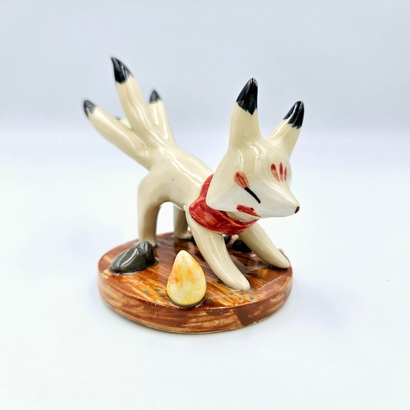 Kitsune 5 Tails Ceramic Toy - Stuffed Dolls & Figurines - Pottery 