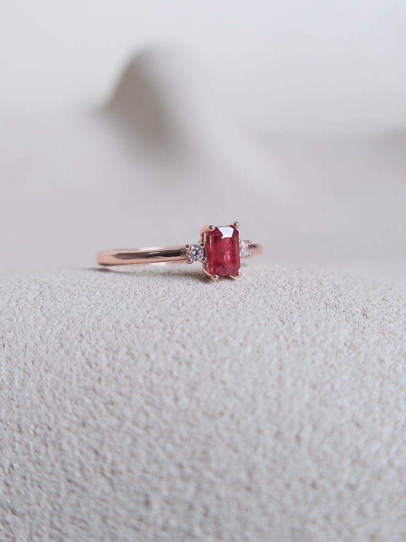 / Afterglow/ Ruby Ruby 925 Sterling Silver Handmade Natural Stone Ring - แหวนทั่วไป - เงินแท้ สีแดง