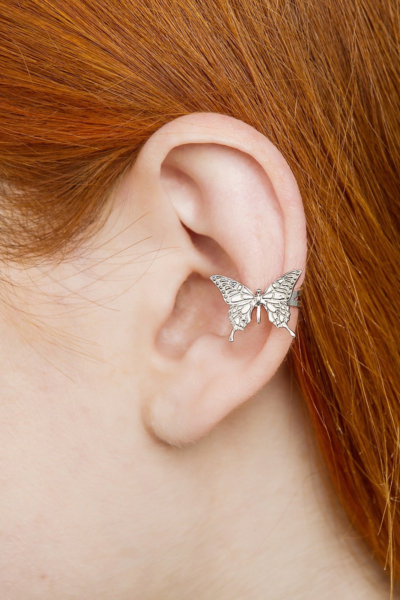 Butterfly ear cuff silver no piercing