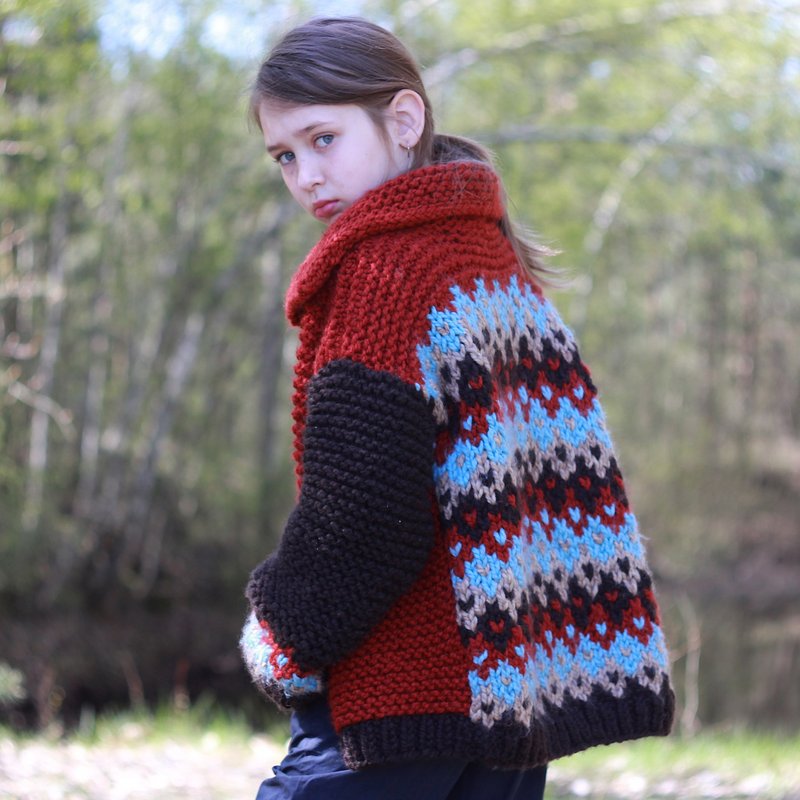 Cardigan KNITTING PATTERN The Leah chunky cardigan/sizes 3-4 years up to 3XL - 編織/刺繡/羊毛氈/縫紉 - 其他材質 咖啡色