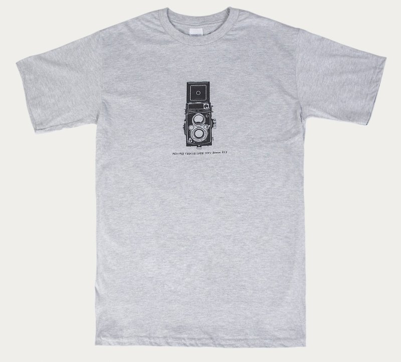 即將絕版 - 古董相機 Yashica 12 TLR - 男 T 恤 - 棉．麻 灰色