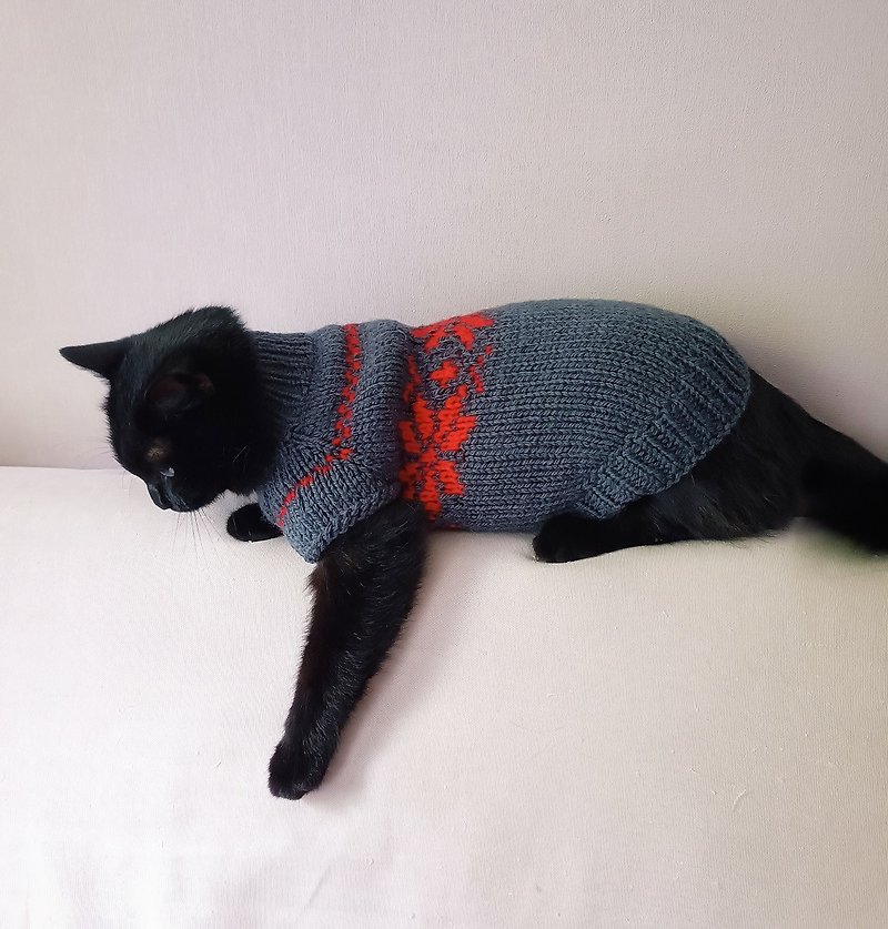 Cat sweater Cat clothes Knitted sweater for cat Pet jumper for cat Sphynx cats s - ชุดสัตว์เลี้ยง - ขนแกะ 