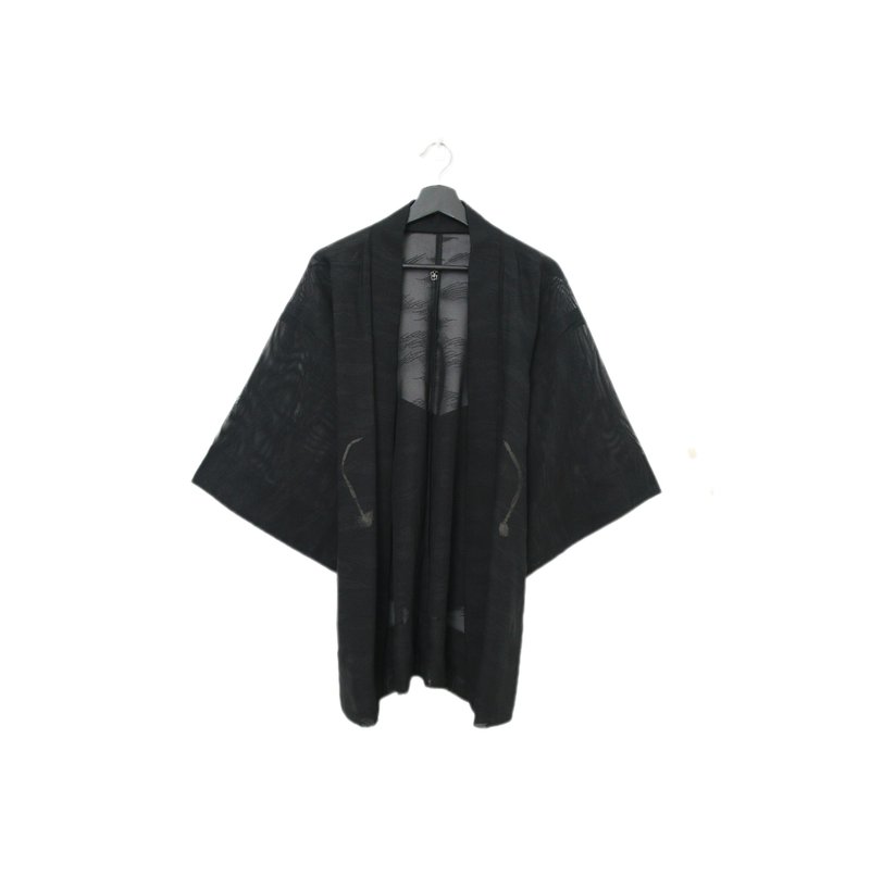 Back to Green-日本透膚羽織 山脈輪廓 tf-04/vintage kimono - 女大衣/外套 - 絲．絹 
