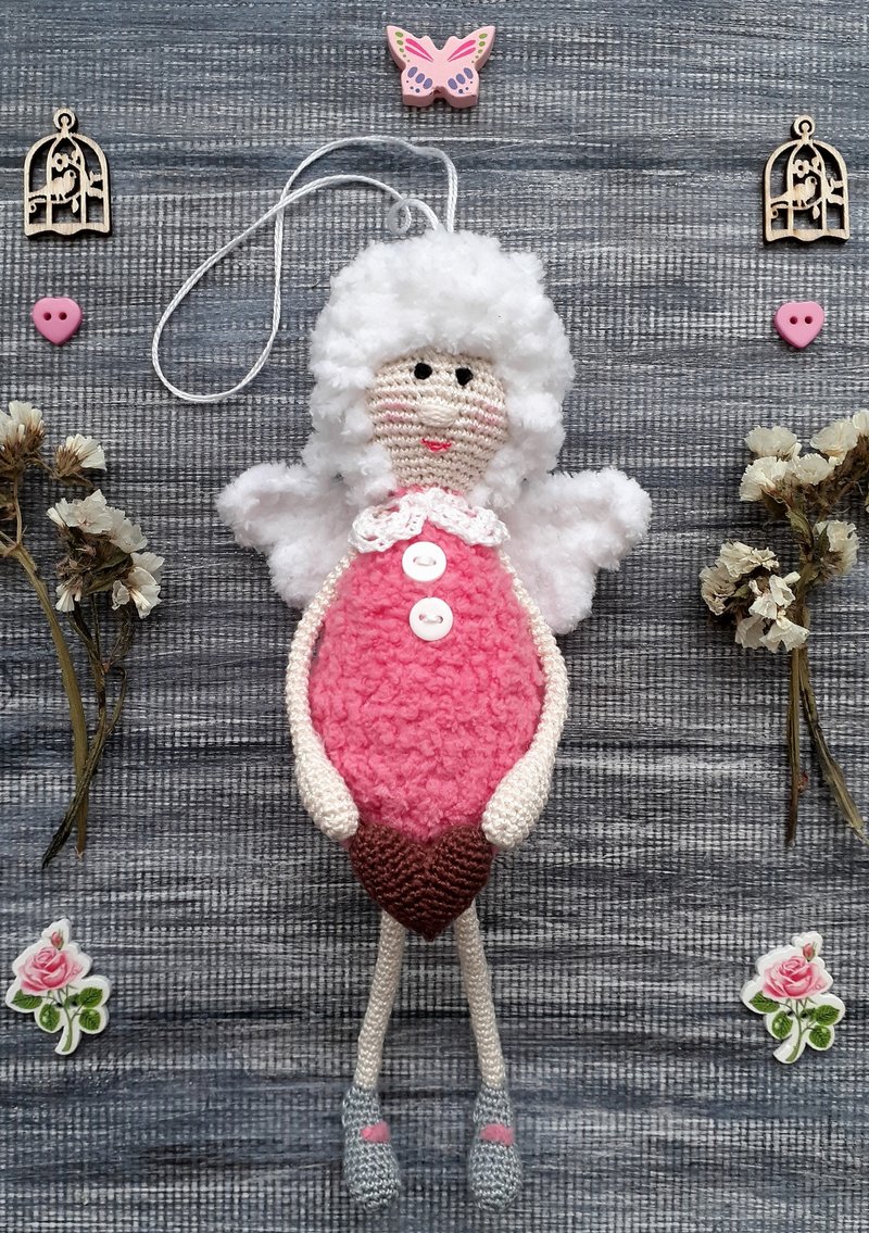 angel doll crocheted decor Stuffed Amigurumi handmade Toy baby Plush soft - Kids' Toys - Cotton & Hemp Pink