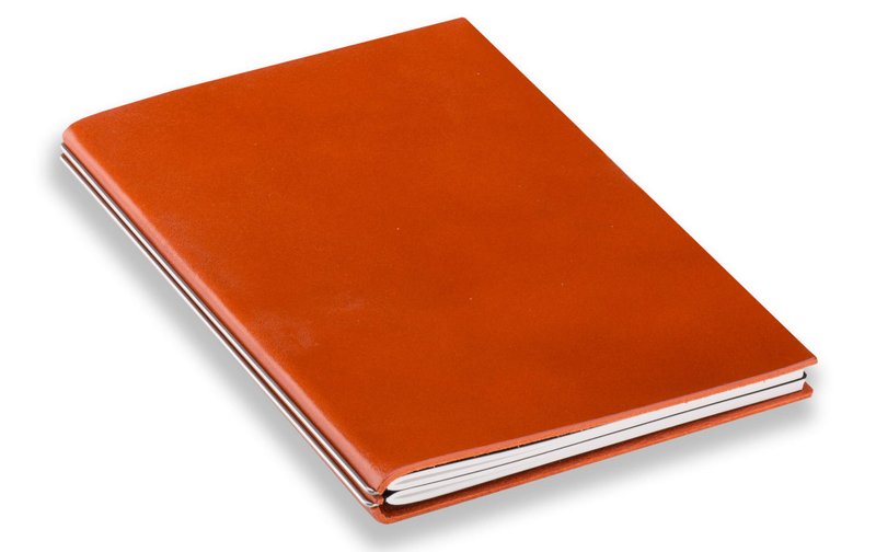 尺寸A5 | 21 x 14.2 x 1.8 cm |亮橘|雙彈軌 - 筆記簿/手帳 - 真皮 