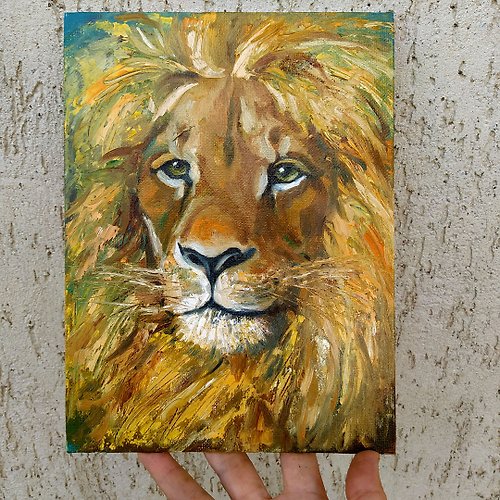 アフリカ油絵  ライオン 壁一面サイズ