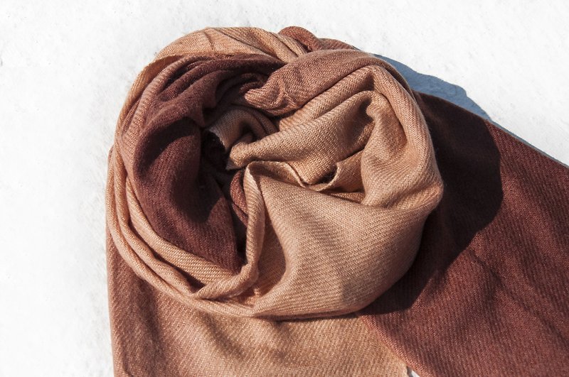 Cashmere/Cashmere Scarf/Pure Wool Scarf Shawl/Ring Velvet Shawl-Coffee Gradient - Knit Scarves & Wraps - Wool Brown