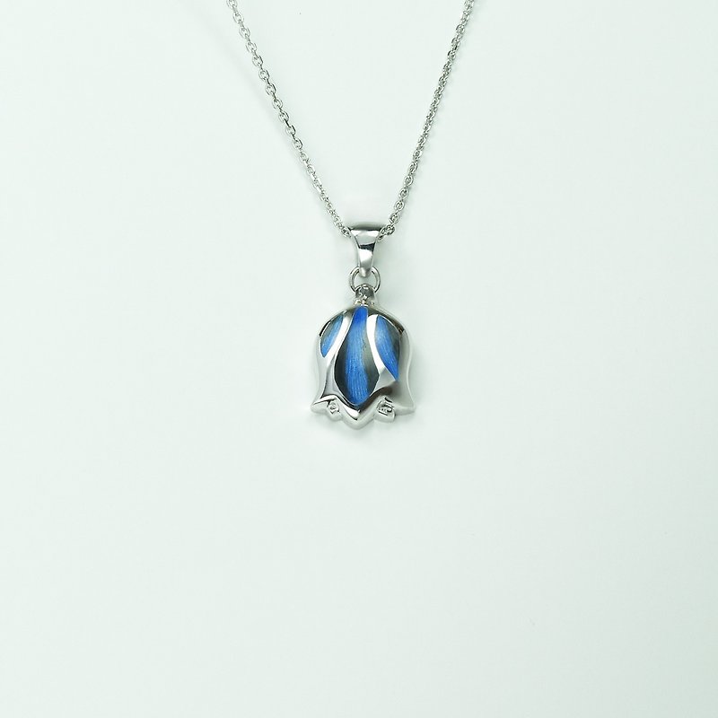 Tulip Necklace (Large)-Sea of Love - สร้อยคอ - โลหะ สีน้ำเงิน
