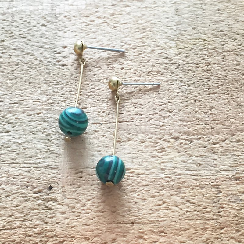 Natural stone shake earrings malachite can be changed free of charge - ต่างหู - วัสดุอื่นๆ สีเขียว