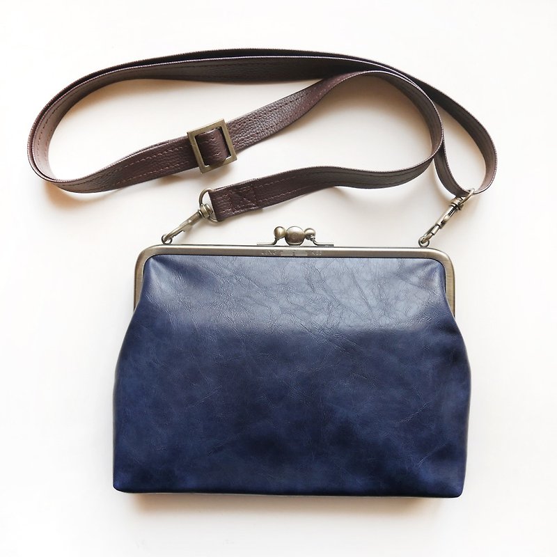 His の temperature two large shoulder bag / mobile phone bag / mouth gold bag [made in Taiwan] - Messenger Bags & Sling Bags - Other Metals Blue