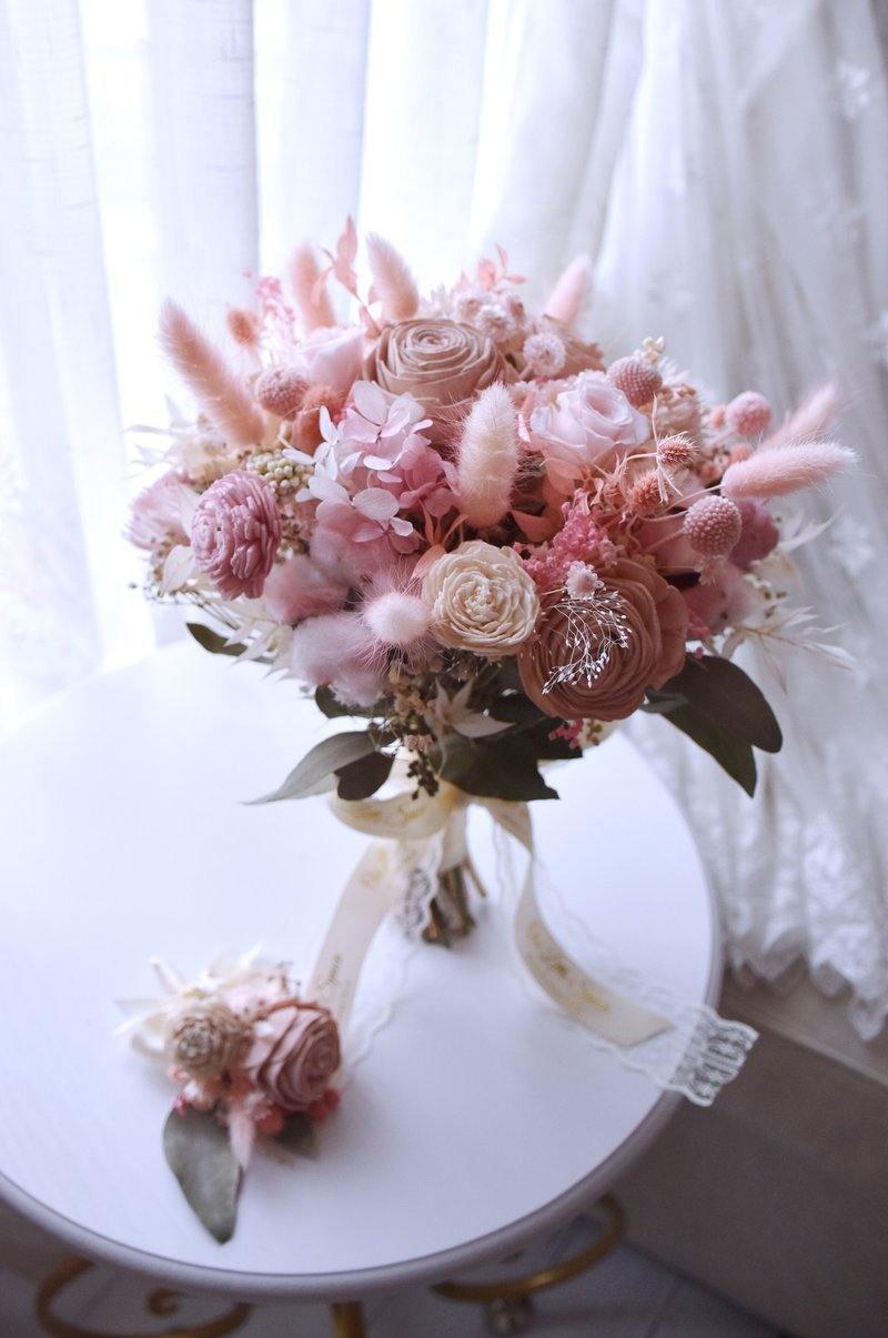 【Our.Little_Space】乾燥花婚禮捧花/婚禮/乾燥花/新娘/客製 - 乾燥花/永生花 - 植物．花 