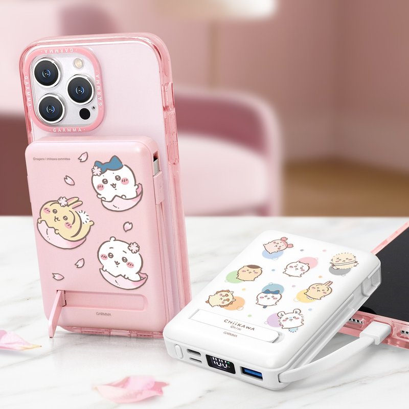 GARMMA Chiikawa 吉伊卡哇 磁吸帶線五合一行動電源 38.5Wh - 行動電源/充電線 - 其他金屬 粉紅色