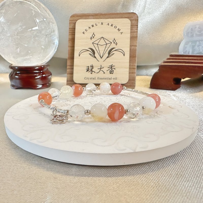 日曜祈願 白水晶・黃水晶・南紅瑪瑙・純銀手鍊 獅子座星座設計 - 手鍊/手環 - 水晶 多色