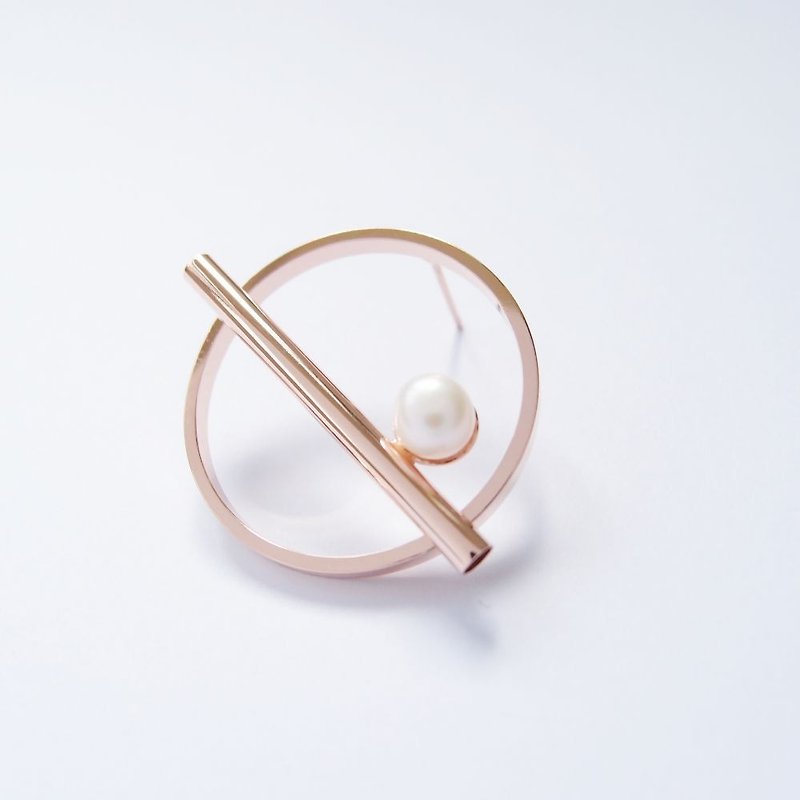 Geometry Landscape 2 Pearl Rose Metal Earrings - Earrings & Clip-ons - Other Metals 
