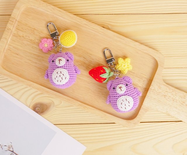 purple bear crochet doll keyring keychain bagcharm handmade gift