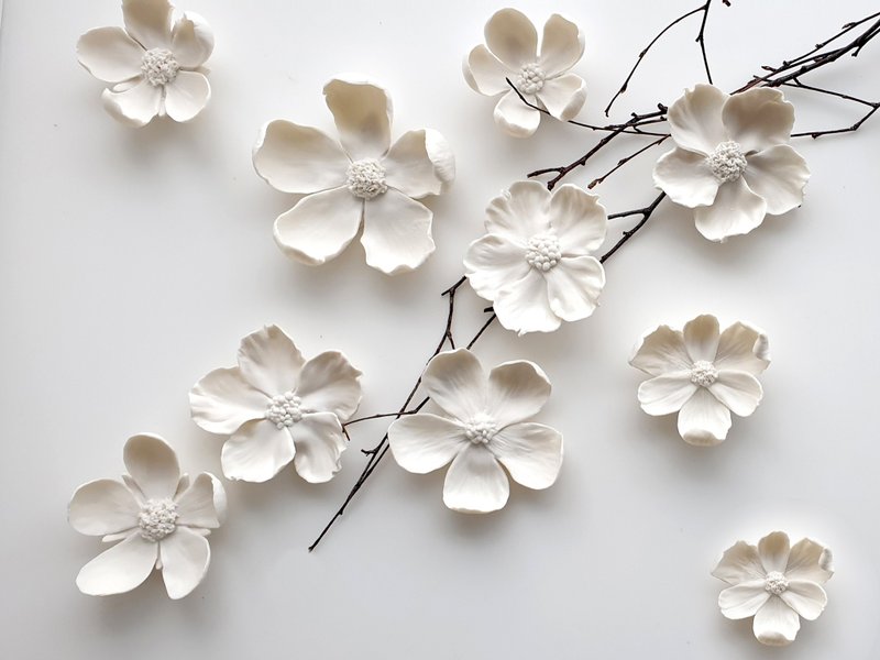 Wall art décor, aestetic wall décor, wall sculpture, floral wall art  hanging - Pottery & Ceramics - Porcelain White