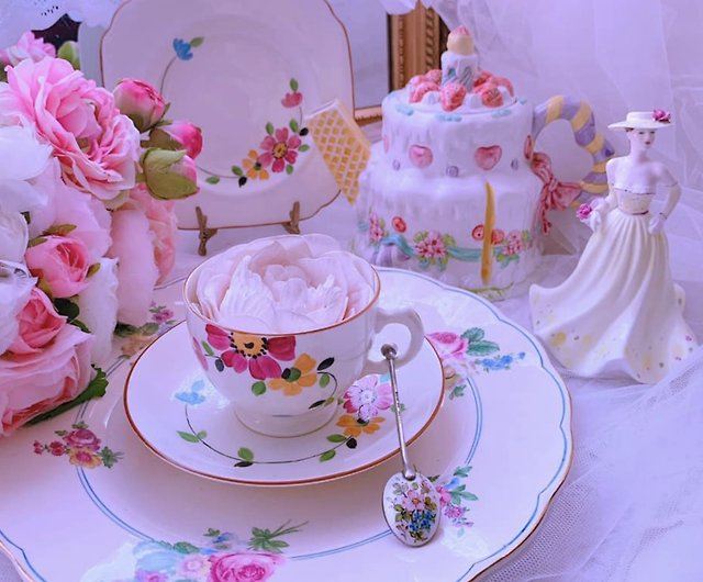 英国製手描き二層ケーキ形鍋かわいい形鍋花ティーポットコーヒーポット