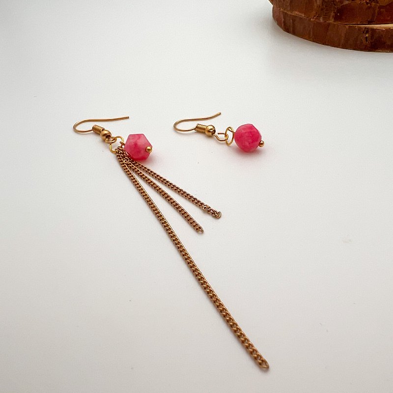 The Little Prince's Rose | Stone Earrings - Earrings & Clip-ons - Stone Pink