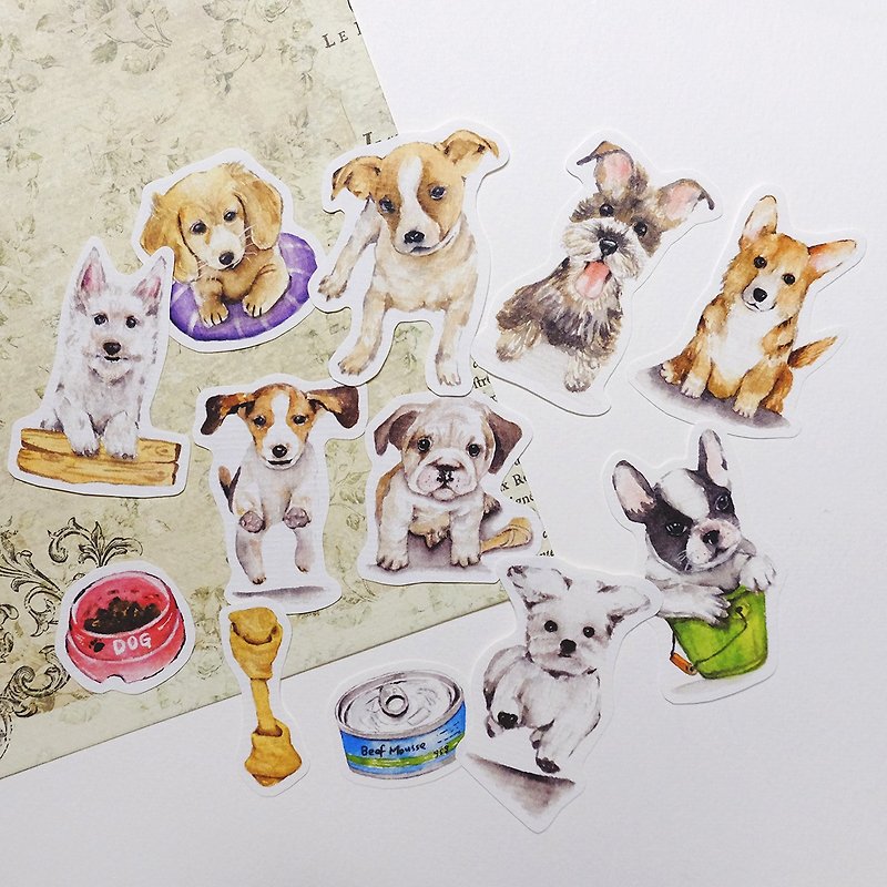 Cute Dog hand-painted stickers - สติกเกอร์ - กระดาษ 