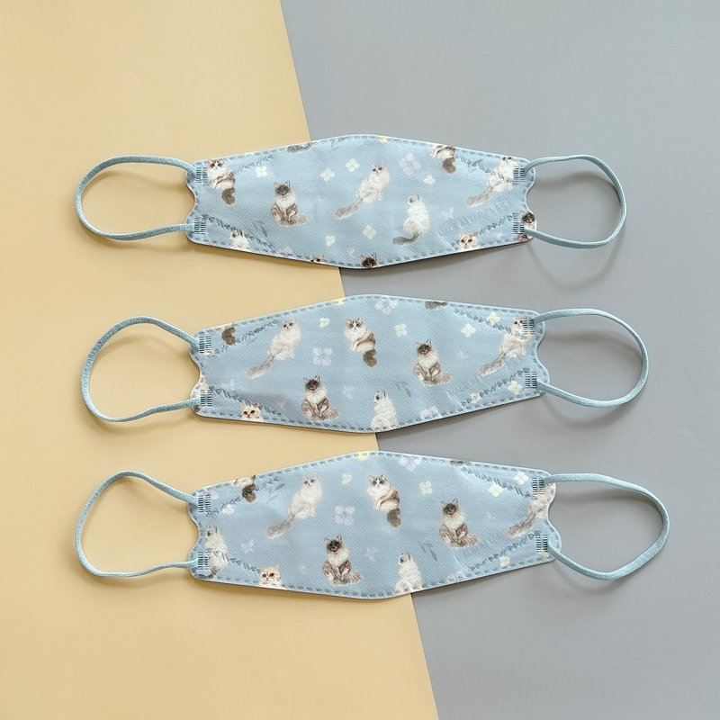 yudamask イングリッシュブルーパペット 猫 立体 医療用マスク / 大人用 - マスク・コスプレマスク - ポリエステル ブルー