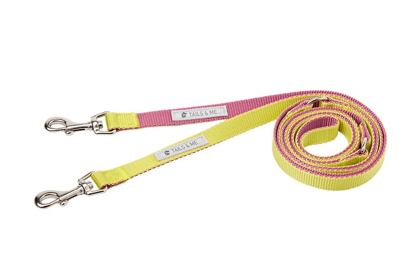 [Tail and me] multi-function two-color standard pull rope purple red / lemon yellow M - ปลอกคอ - ไนลอน 