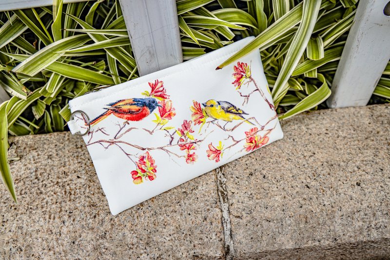 Pencil Case | Scarlet Minivet | Hong Kong Wildlife Series - Pencil Cases - Cotton & Hemp White