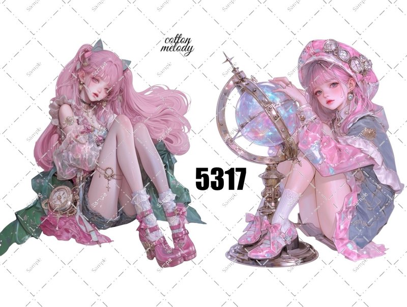 original sticker no.5317 人物ステッカー オリジナルステッカー オリジナル人物ステッカー 装飾ステッカー cotton melody - 貼紙 - 紙 